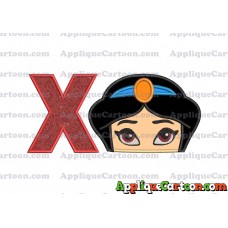 Princess Jasmine Applique 02 Embroidery Design With Alphabet X