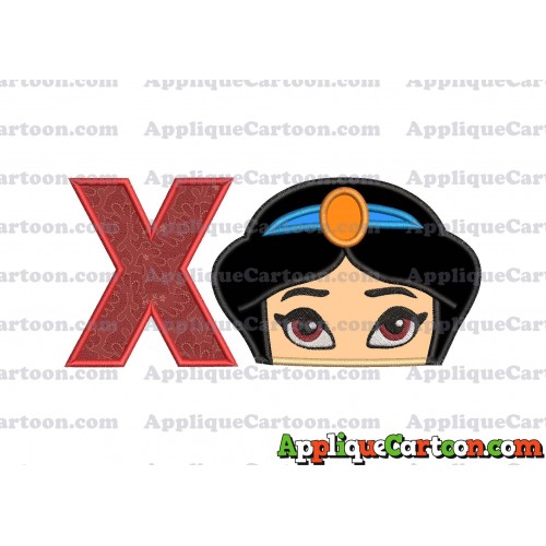 Princess Jasmine Applique 02 Embroidery Design With Alphabet X