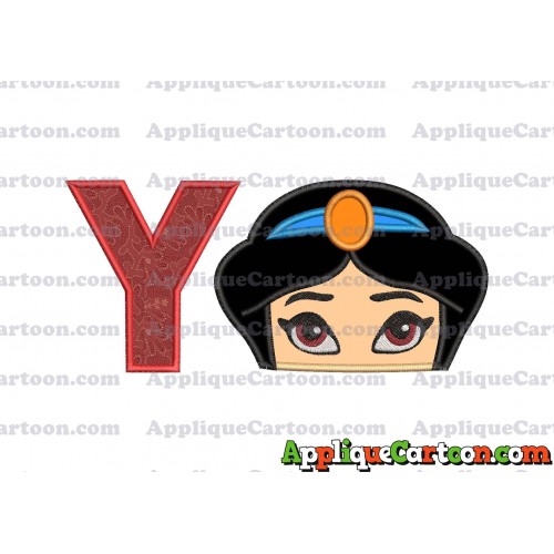 Princess Jasmine Applique 02 Embroidery Design With Alphabet Y