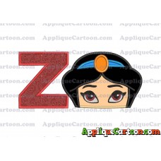 Princess Jasmine Applique 02 Embroidery Design With Alphabet Z