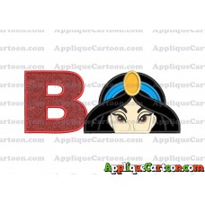 Princess Jasmine Applique Embroidery Design With Alphabet B