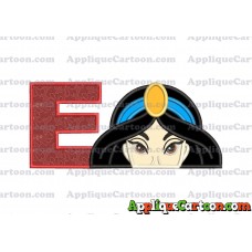 Princess Jasmine Applique Embroidery Design With Alphabet E