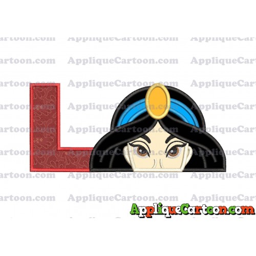Princess Jasmine Applique Embroidery Design With Alphabet L