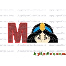 Princess Jasmine Applique Embroidery Design With Alphabet M