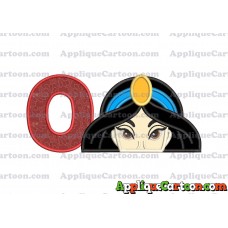 Princess Jasmine Applique Embroidery Design With Alphabet O