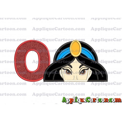 Princess Jasmine Applique Embroidery Design With Alphabet O