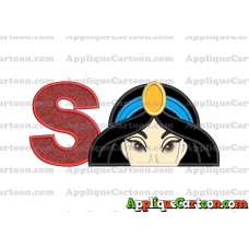 Princess Jasmine Applique Embroidery Design With Alphabet S