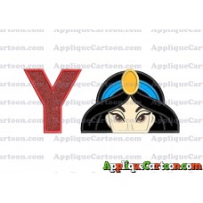 Princess Jasmine Applique Embroidery Design With Alphabet Y