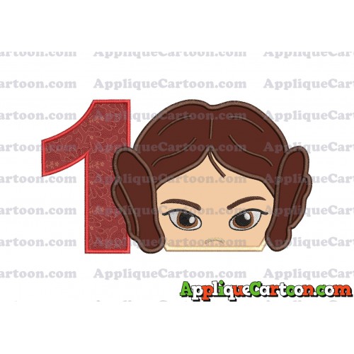Princess Leia Star Wars Applique Embroidery Design Birthday Number 1
