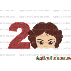 Princess Leia Star Wars Applique Embroidery Design Birthday Number 2