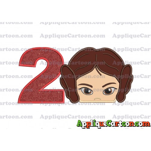 Princess Leia Star Wars Applique Embroidery Design Birthday Number 2