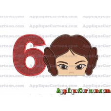Princess Leia Star Wars Applique Embroidery Design Birthday Number 6
