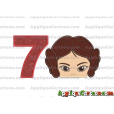 Princess Leia Star Wars Applique Embroidery Design Birthday Number 7