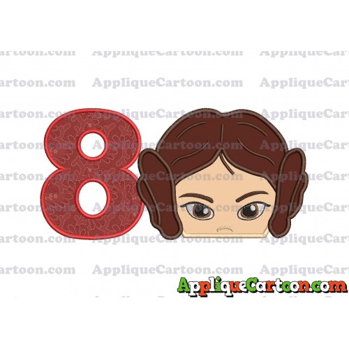 Princess Leia Star Wars Applique Embroidery Design Birthday Number 8