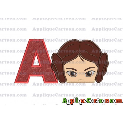 Princess Leia Star Wars Applique Embroidery Design With Alphabet A