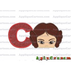 Princess Leia Star Wars Applique Embroidery Design With Alphabet C