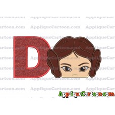 Princess Leia Star Wars Applique Embroidery Design With Alphabet D