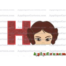 Princess Leia Star Wars Applique Embroidery Design With Alphabet H
