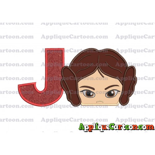 Princess Leia Star Wars Applique Embroidery Design With Alphabet J