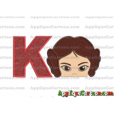 Princess Leia Star Wars Applique Embroidery Design With Alphabet K