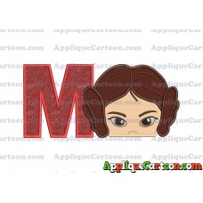 Princess Leia Star Wars Applique Embroidery Design With Alphabet M