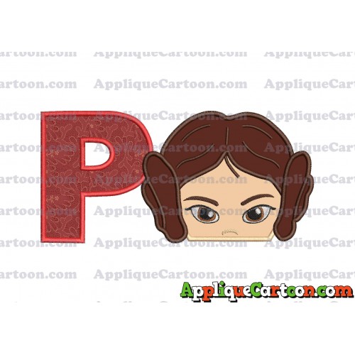 Princess Leia Star Wars Applique Embroidery Design With Alphabet P