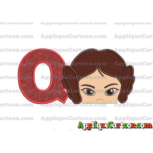 Princess Leia Star Wars Applique Embroidery Design With Alphabet Q