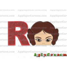 Princess Leia Star Wars Applique Embroidery Design With Alphabet R