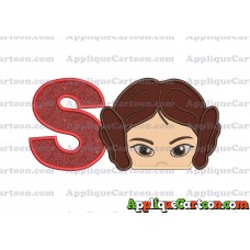 Princess Leia Star Wars Applique Embroidery Design With Alphabet S