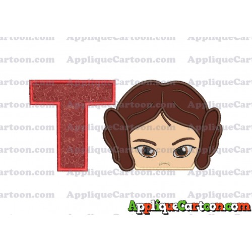 Princess Leia Star Wars Applique Embroidery Design With Alphabet T