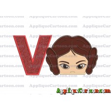 Princess Leia Star Wars Applique Embroidery Design With Alphabet V