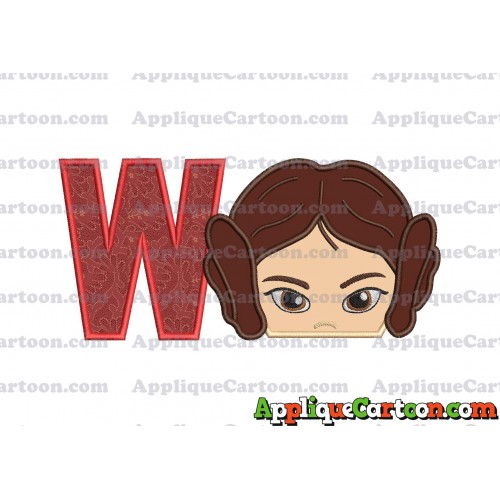 Princess Leia Star Wars Applique Embroidery Design With Alphabet W