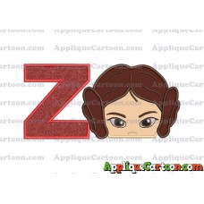 Princess Leia Star Wars Applique Embroidery Design With Alphabet Z