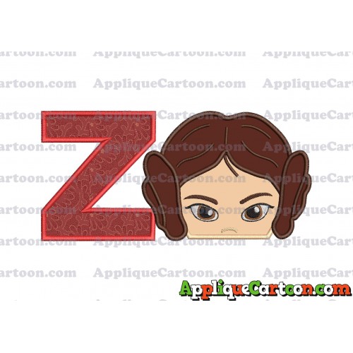 Princess Leia Star Wars Applique Embroidery Design With Alphabet Z