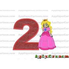 Princess Peach Super Mario Applique 01 Embroidery Design Birthday Number 2