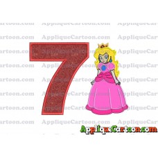 Princess Peach Super Mario Applique 01 Embroidery Design Birthday Number 7