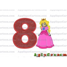 Princess Peach Super Mario Applique 01 Embroidery Design Birthday Number 8