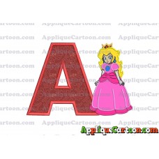 Princess Peach Super Mario Applique 01 Embroidery Design With Alphabet A