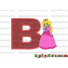 Princess Peach Super Mario Applique 01 Embroidery Design With Alphabet B