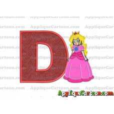 Princess Peach Super Mario Applique 01 Embroidery Design With Alphabet D