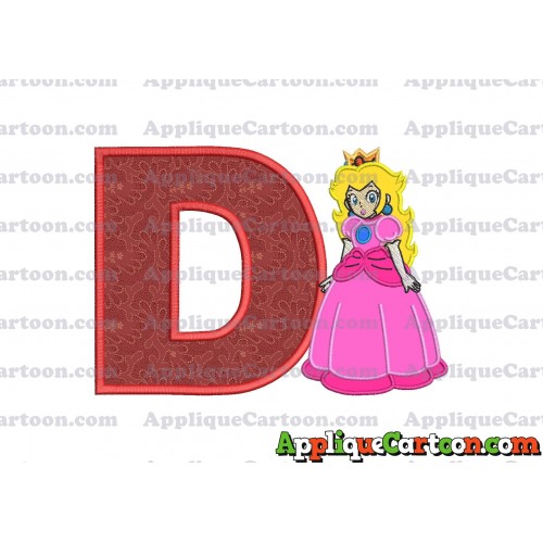 Princess Peach Super Mario Applique 01 Embroidery Design With Alphabet D