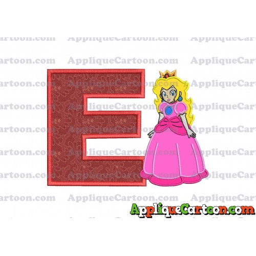 Princess Peach Super Mario Applique 01 Embroidery Design With Alphabet E