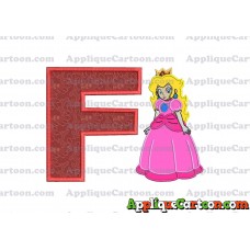 Princess Peach Super Mario Applique 01 Embroidery Design With Alphabet F
