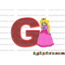 Princess Peach Super Mario Applique 01 Embroidery Design With Alphabet G