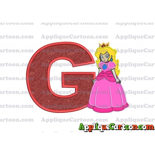 Princess Peach Super Mario Applique 01 Embroidery Design With Alphabet G