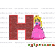 Princess Peach Super Mario Applique 01 Embroidery Design With Alphabet H