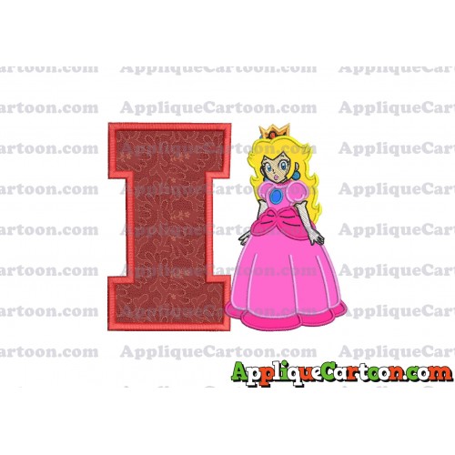 Princess Peach Super Mario Applique 01 Embroidery Design With Alphabet I
