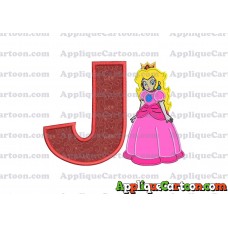 Princess Peach Super Mario Applique 01 Embroidery Design With Alphabet J