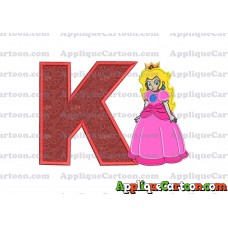 Princess Peach Super Mario Applique 01 Embroidery Design With Alphabet K