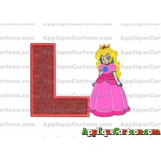 Princess Peach Super Mario Applique 01 Embroidery Design With Alphabet L